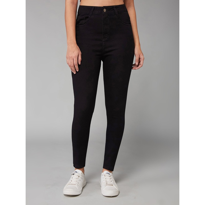 Women’s Black OD Skinny High Rise Clean Look Regular Stretchable Denim Jeans 26 Black