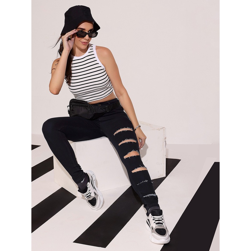 Women’s Black Slim High Rise Clean Look Regular Denim Jeans 26 Black