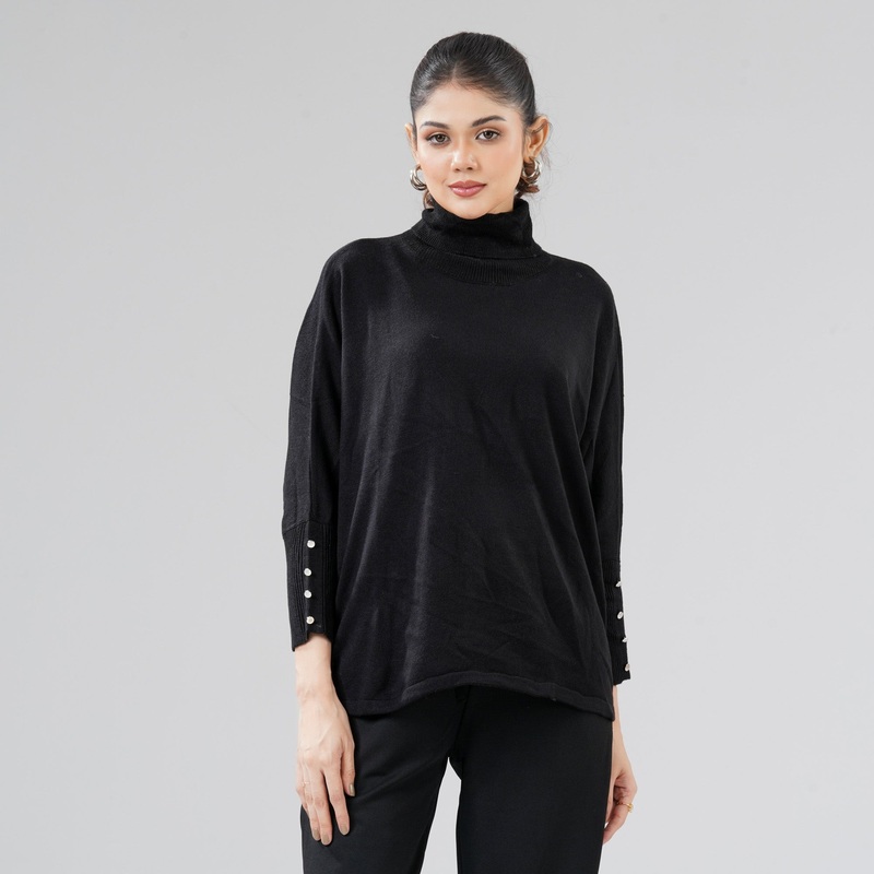 Womens Black Poncho 2XL BLACK