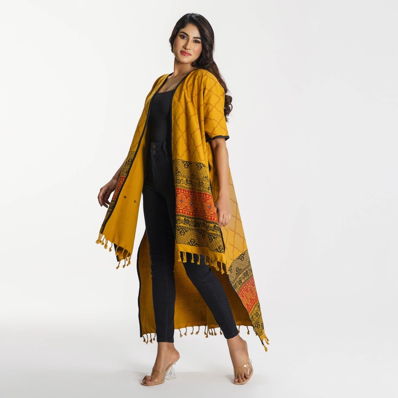 Womens Yellow Ethnic Shawl S YELLOW