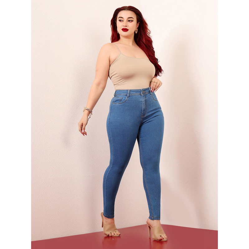 CHASEstretch Women’s Blue Skinny High-Rise Distressed Denim Jeans 26 Blue