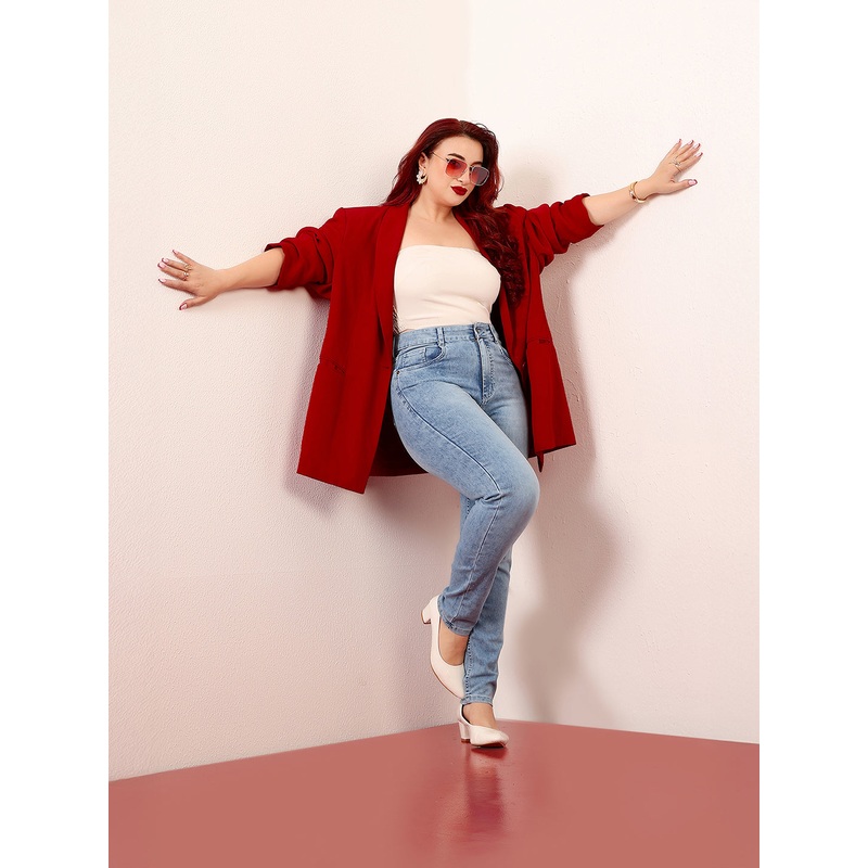 Women’s Light Blue Slim Fit High-Rise Length Light Wash Denim Stretchable Jeans 26 Light Blue