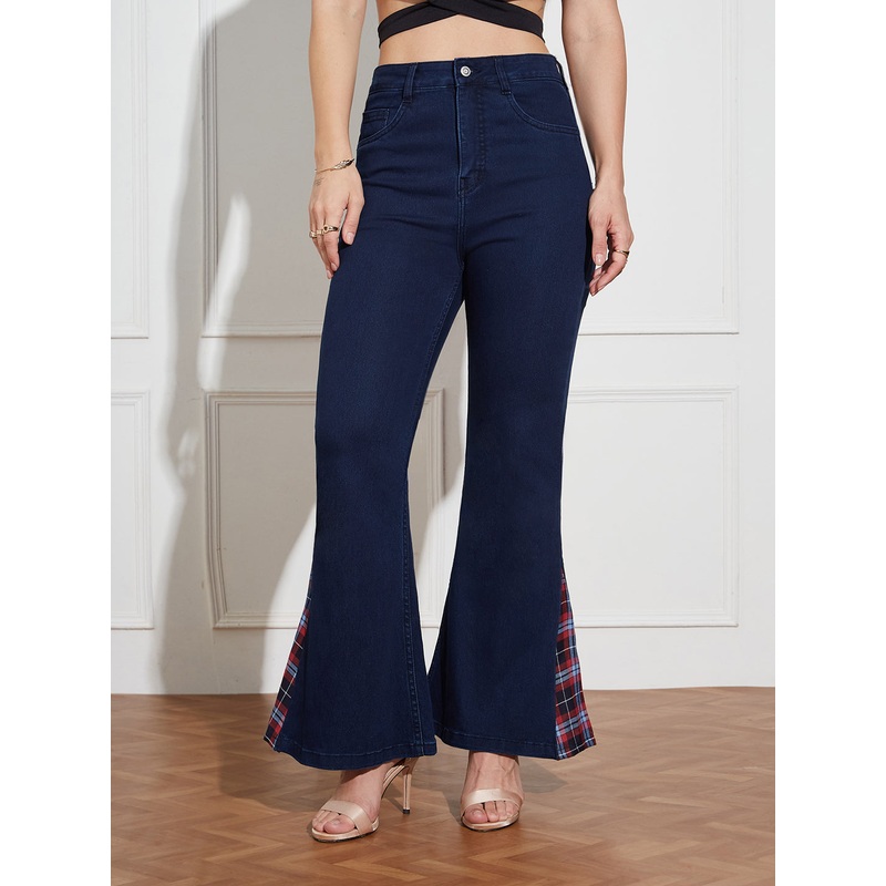 Women’s Navy Blue High Rise Clean LooK Stretchable Denim Bootcut Jeans 26 Navy Blue