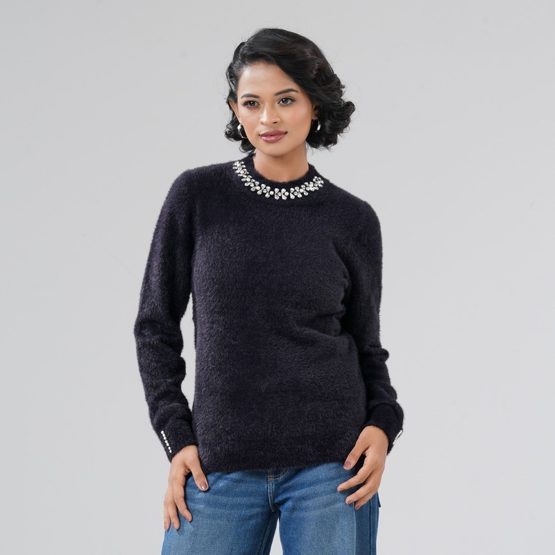 Womens Black Pullover S BLACK