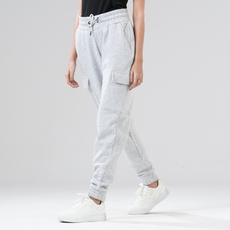 Womens Grey Joggers L GREY MELANGE