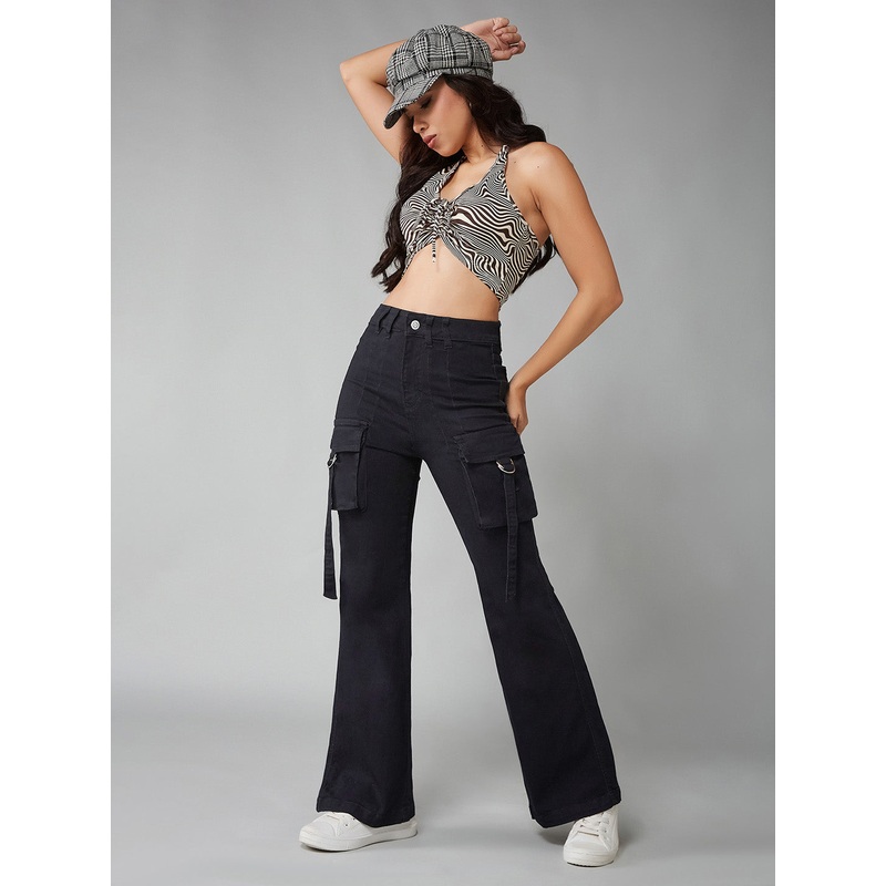 Women’s Black Bootcut High Rise Clean Look Regular Length Stretchable Denim Jeans 26 Black