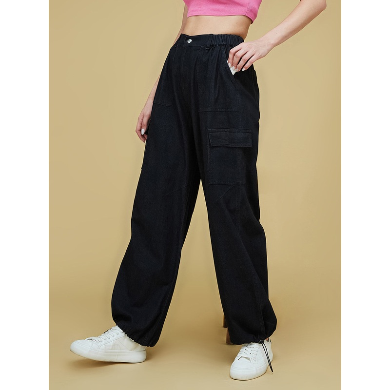 Women’s Black Straight-Fit High-Rise Clean-Look Stretchable Light Weight Denim Jeans 26 Black