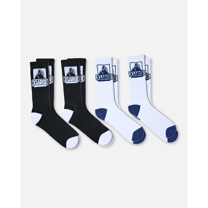 X-Large Classic OG Crew Socks 4 Pack Black ONE