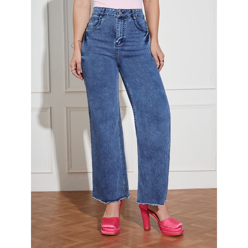 CHASEstretch Women’s Navy-Blue Wide Leg High-Rise Denim Jeans 26 Blue