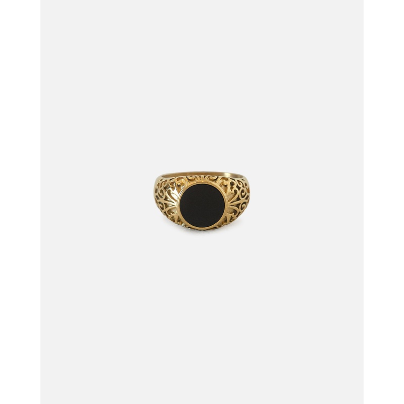 Saint Morta Onyx Round Ring Gold 8
