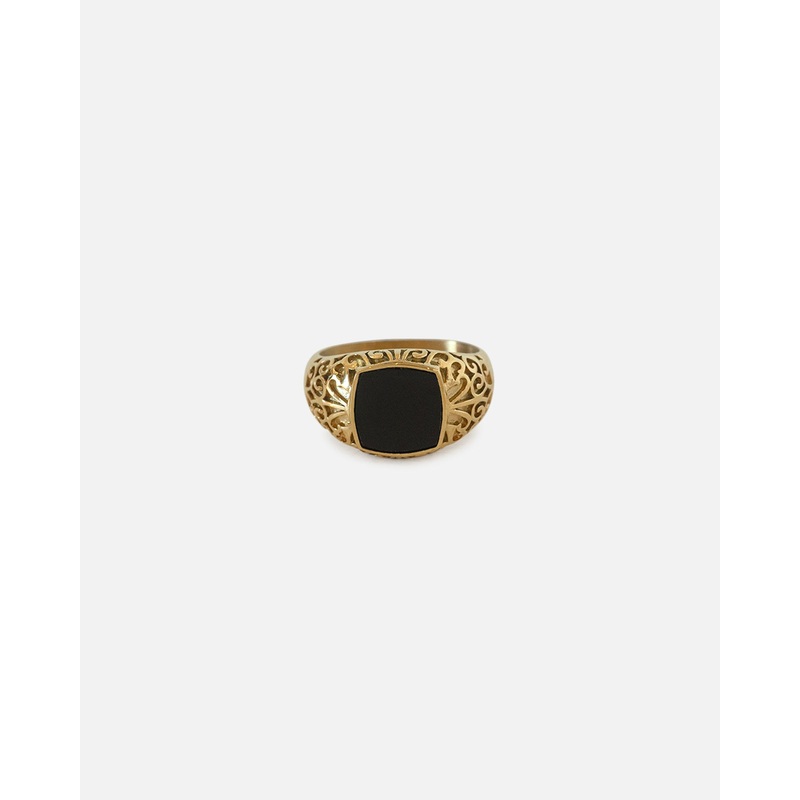 Saint Morta Onyx Square Ring Gold 8