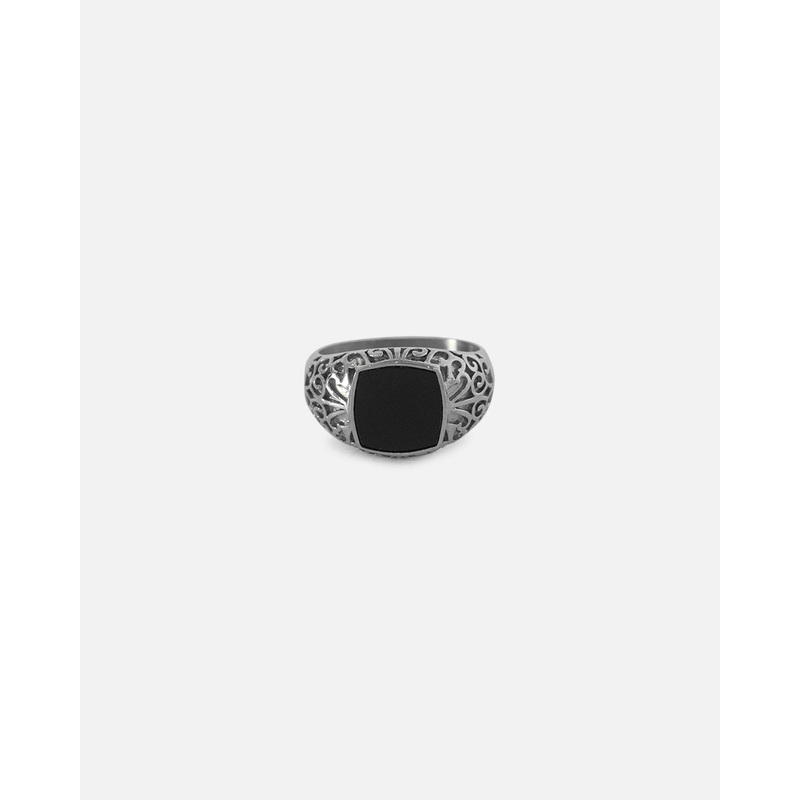 Saint Morta Onyx Square Ring White Gold 8