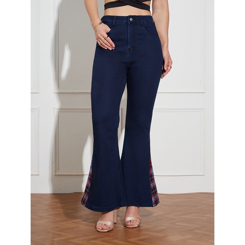 Women’s Navy Blue High Rise Clean Look Stretchable Denim Bootcut Jeans 26 Blue