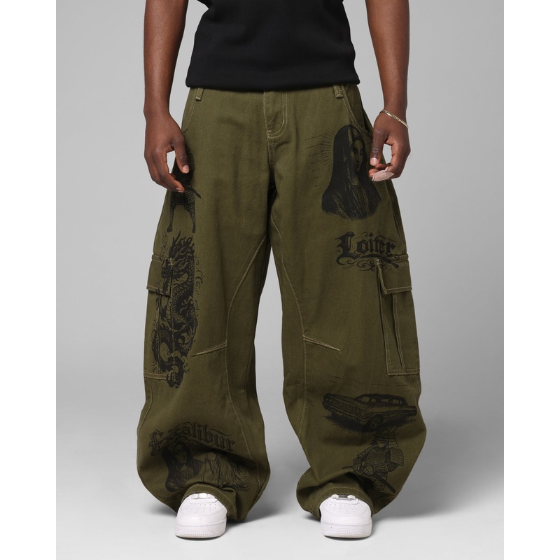 Loiter Layered Holy Fire Cargo Pants Khaki 28