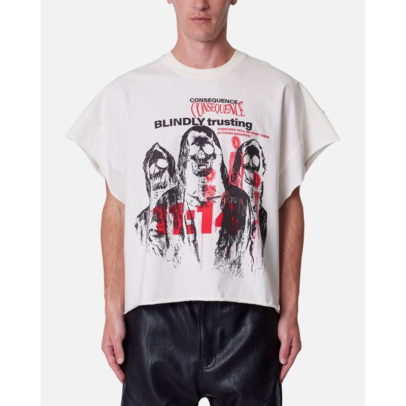 MNML Grim Cutoff Muscle T-Shirt Off White S