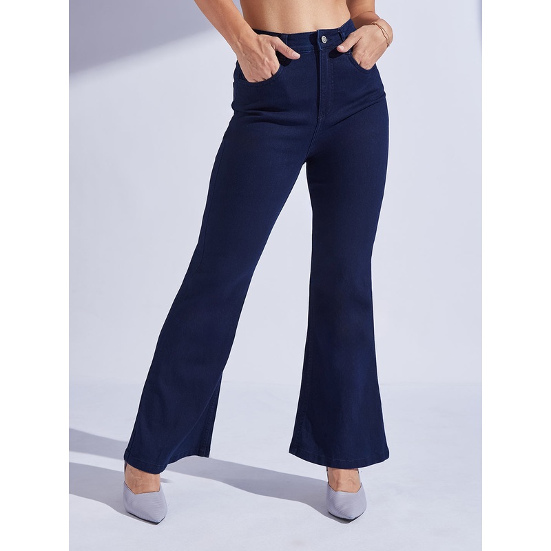 CHASEshape Women’s Navy Blue Bootcut High-Rise Stretchable Shaping Denim Jeans 26 Navy Blue