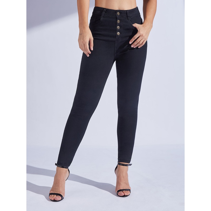 CHASEstretch Women’s Black Skinny Fit High-Rise Regular Stretchable Denim Jeans 26 Black