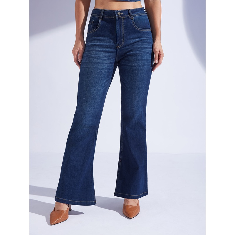 Women’s Blue Bootcut Mid-Rise Denim Stretchable Jeans 26 Blue