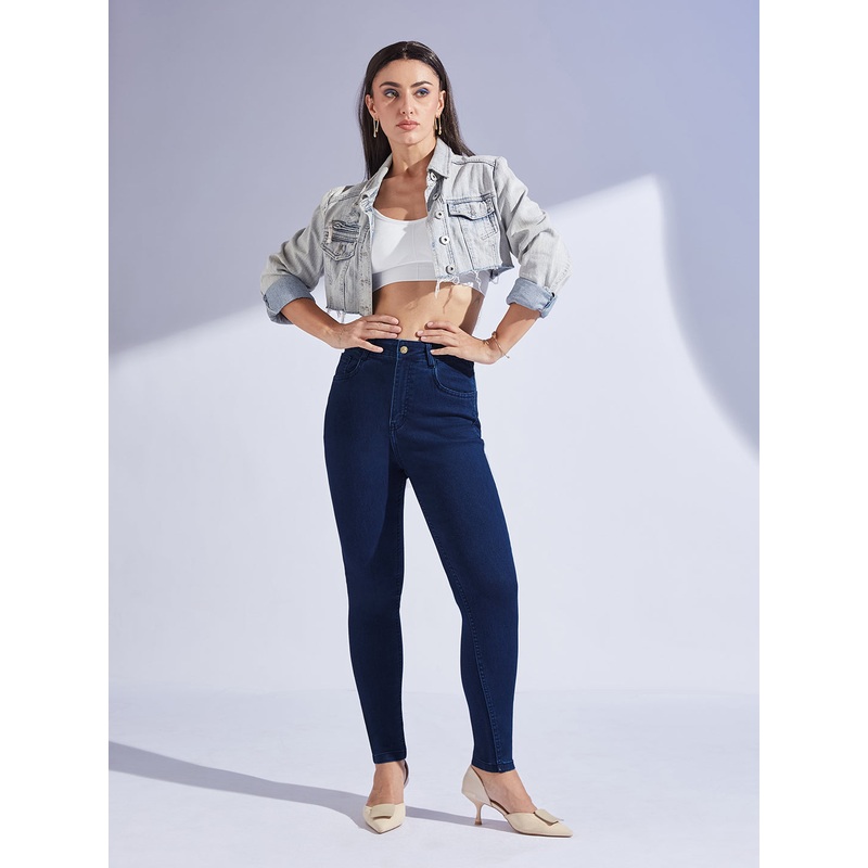 Women’s Navy Blue Skinny High-Rise Regular Stretchable Denim Jeans 26 Navy Blue