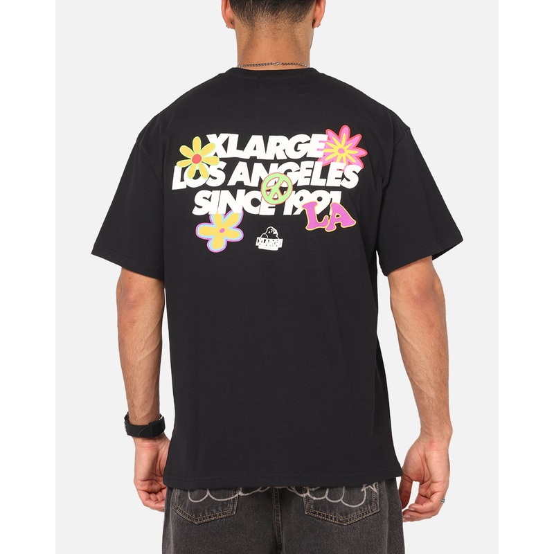 X-Large Flowers T-Shirt Black S