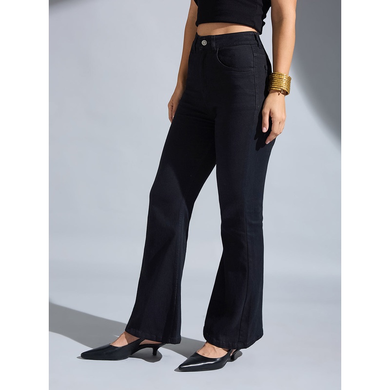 Women’s Black Bootcut High-Rise Stretchable Denim Jeans 26 Black