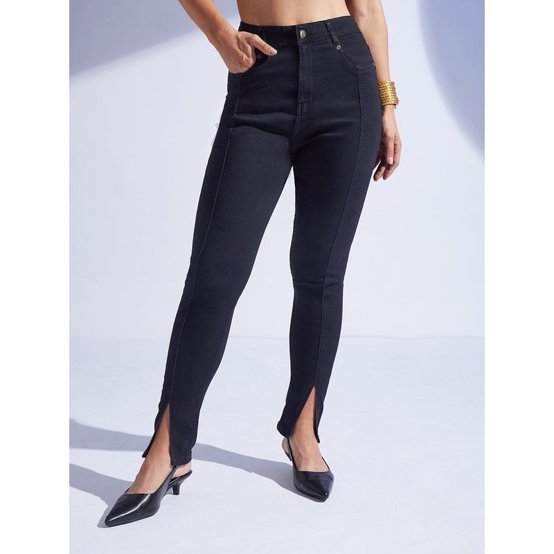 Women’s Black Skinny High-Rise Regular-Length Stretchable Denim Jeans 26 Black