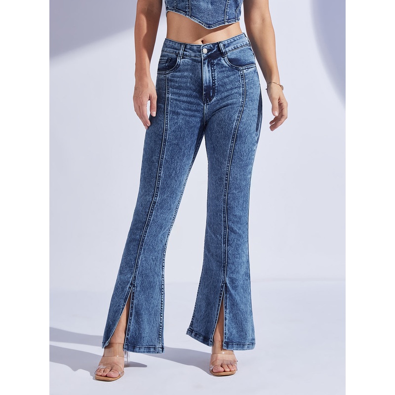 Women’s Navy Blue Bootcut High-Rise Regular-Length Stretchable Denim Bootcut Jeans 26 Navy Blue