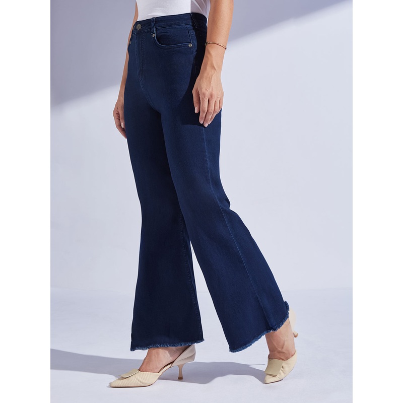 Women’s Navy Blue Bootcut High-Rise Regular-Length Stretchable Denim Jeans 26 Blue