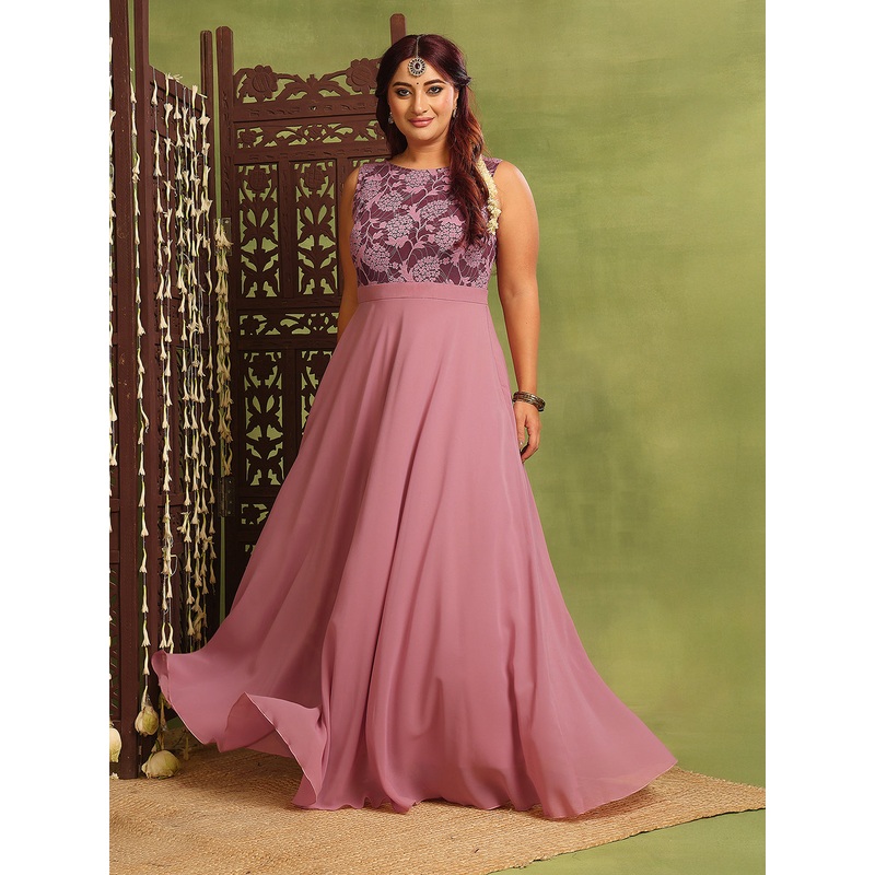 Women’s Lavender Sleeveless Solid Lace-Overlaid Maxi Dress XS Lavender