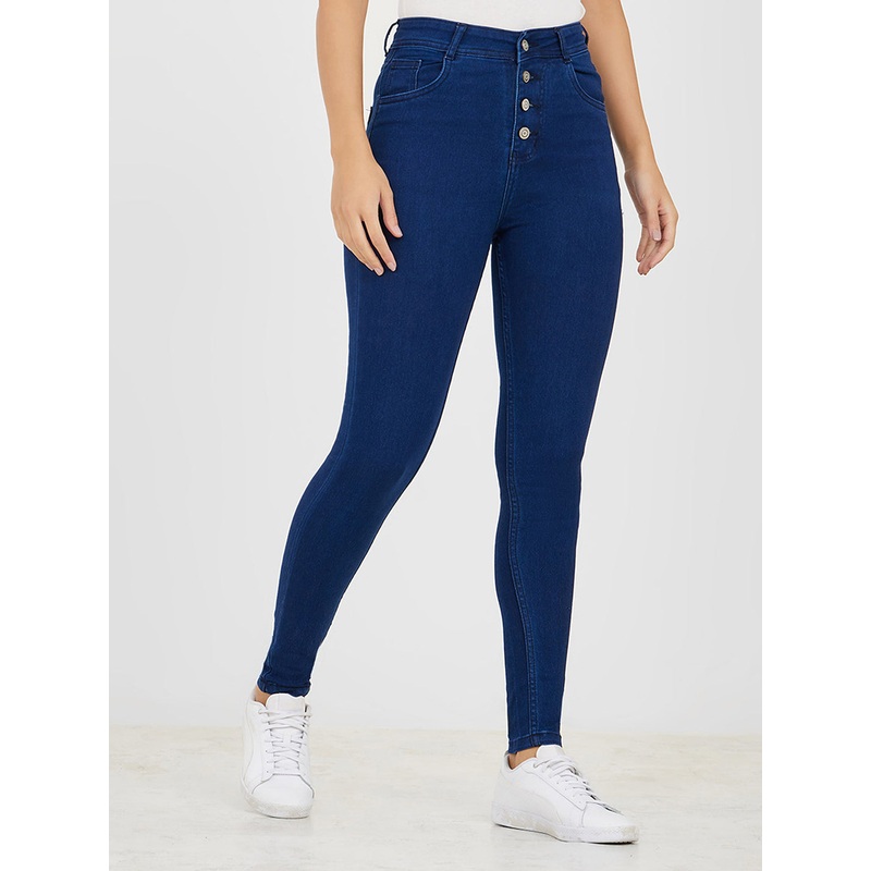 Women’s Navy Blue Skinny-Fit High-Rise Regular-Length Stretchable Denim Jeans 26 Navy Blue