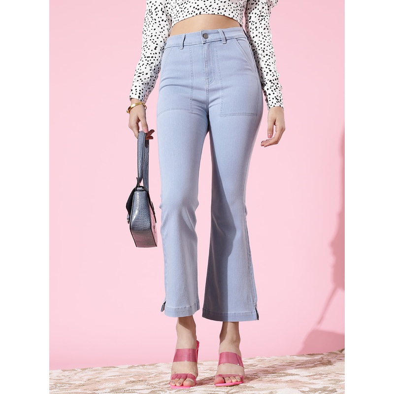 Women’s Light Blue Bell-Bottom Bootcut Hourglass High-Rise Stretchable Denim Jeans 26 Blue