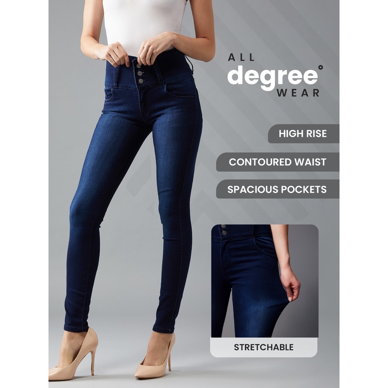 24/7 Comfort Navy-Blue Skinny-Fit High-Rise Stretchable High-Rise Denim Jeans 26 Navy Blue