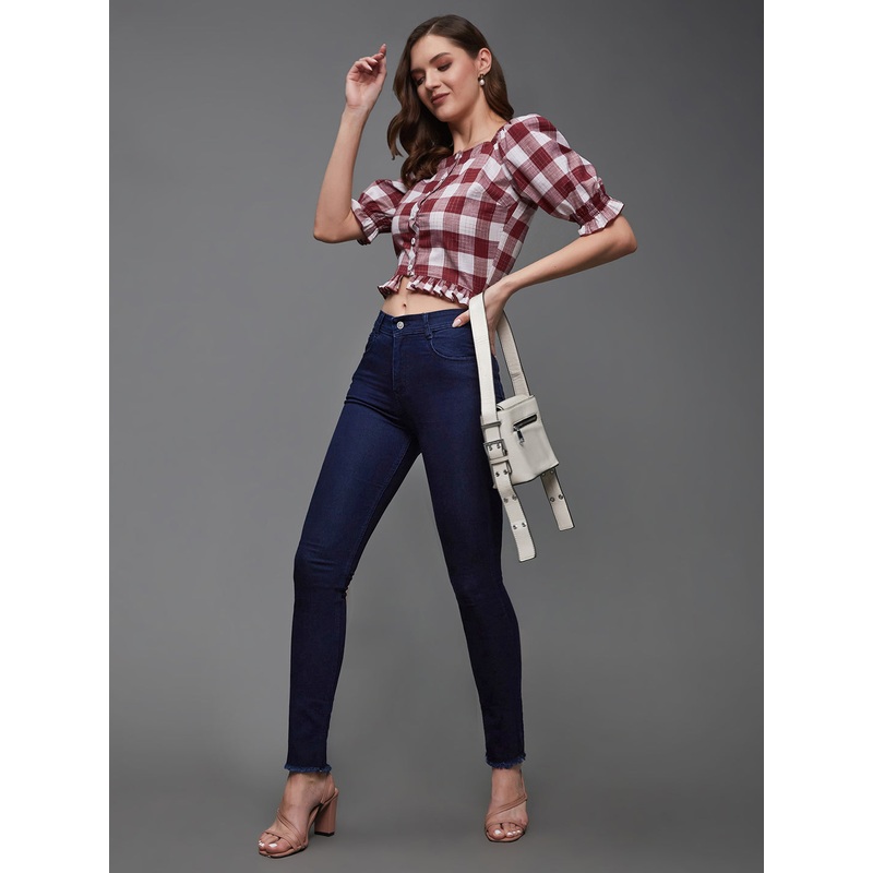 CHASEstretch Navy-Blue Mid-Rise Solid Denim Jeans 26 Navy Blue