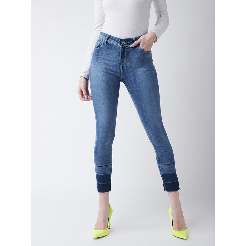 24/7 Comfort Light Blue Skinny-Fit High-Rise Ankle Length Shaded Stretchable Denim Jeans 26 Blue