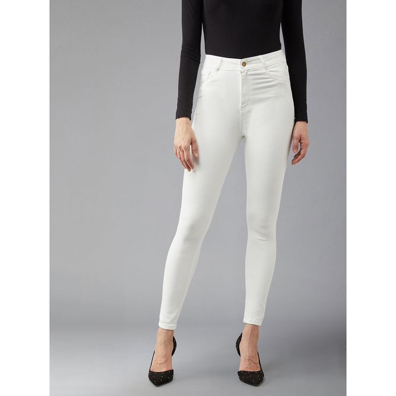 24/7 Comfort White Skinny-Fit High-Rise Bleached Denim Jeans 26 White