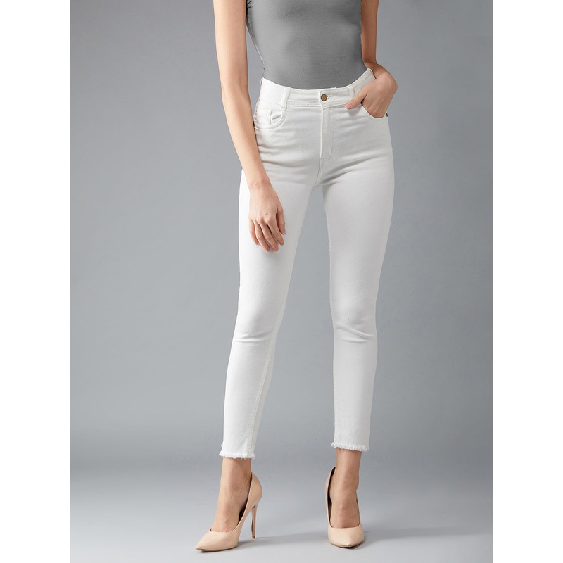 24/7 Comfort White Skinny High-Rise Ankle-Length Stretchable Denim Jeans 26 White