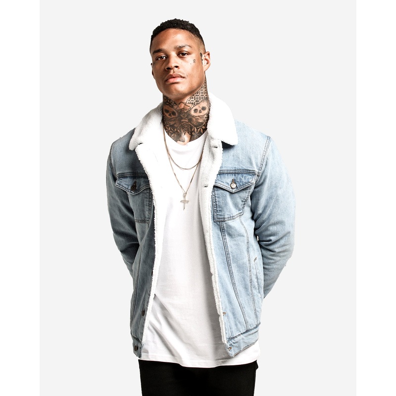 Saint Morta Sherpa Denim Jacket Superwash Blue S