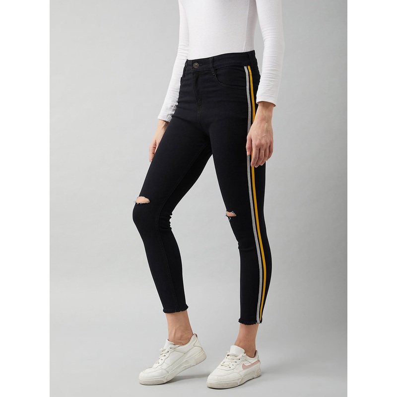 Women’s Black Skinny High-Rise Cropped Stretchable Denim Jeans 26 Black