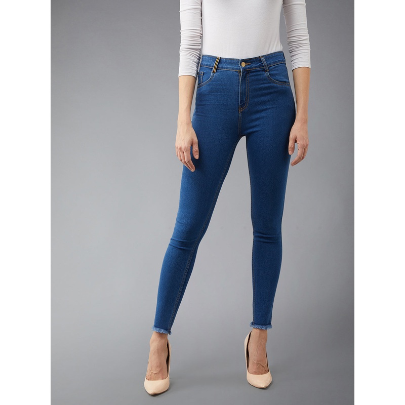 Women’s Blue Skinny-Fit High-Rise Cropped Stretchable Denim Jeans 26 Blue