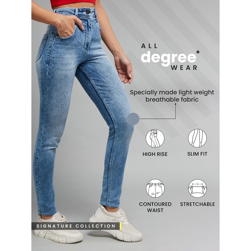 Women’s Light Blue Slim-Fit High-Rise Light Wash Stretchable Denim Jeans 26 Blue