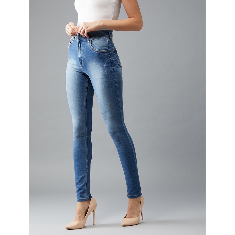 24/7 Comfort Blue Skinny-Fit High-Rise Stretchable Denim Jeans 26 Blue