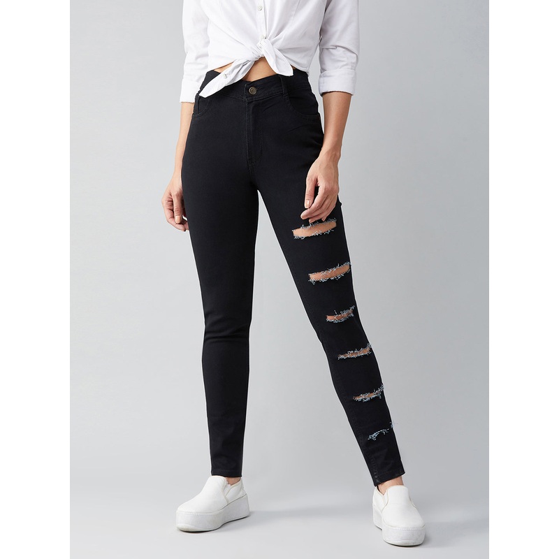 Women’s Black Slim High-Rise Clean-Look Denim Jeans 26 Black