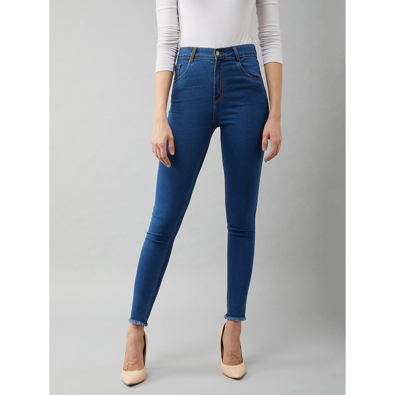 24/7 Comfort Blue Skinny-Fit High-Rise Cropped Stretchable Denim Jeans 26 Blue