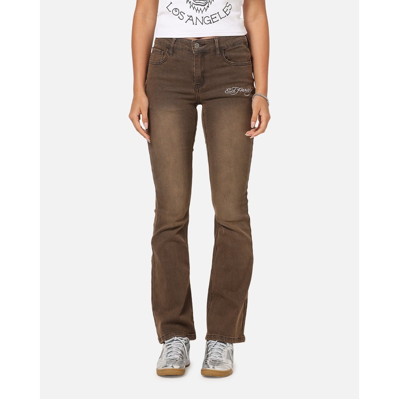 Ed Hardy Women’s Tiger Bootcut Jeans Brown 26