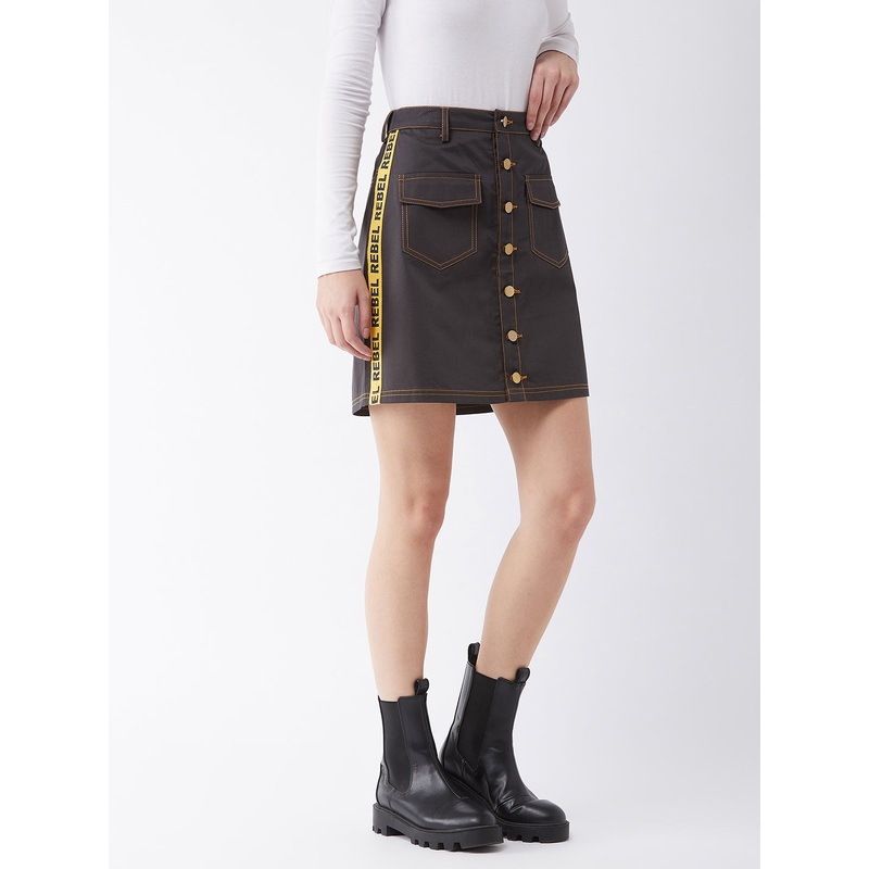 Women’s Dark Green Printed Slim Mini Skirt XS Dark Green