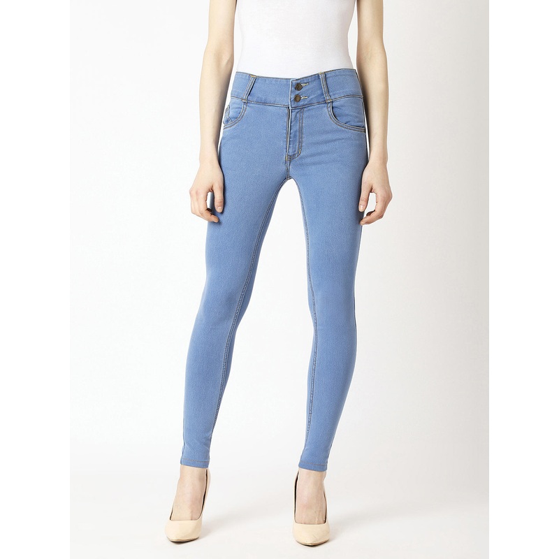 Women’s Blue Skinny High-Rise Broad Waist Band Denim Jeans 26 Blue