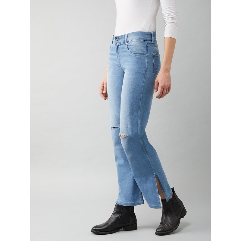 24/7 Comfort Blue Wide-Leg Relaxed Mid-Rise Stretchable Denim Jeans 26 Blue