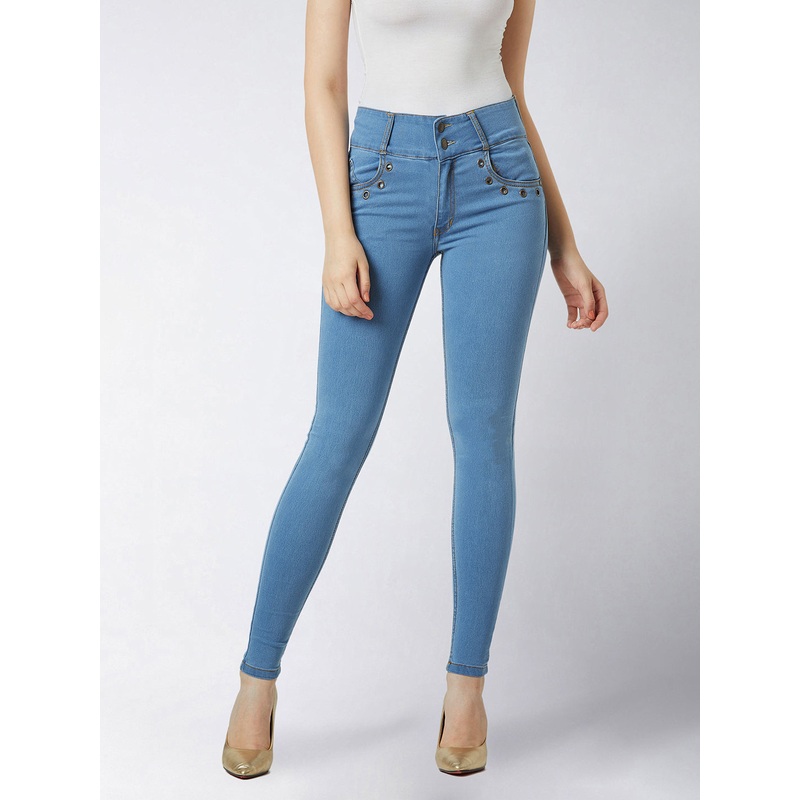 Women’s Blue Skinny-Fit High-Rise Regular Length Stretchable Denim Pants 26 Blue
