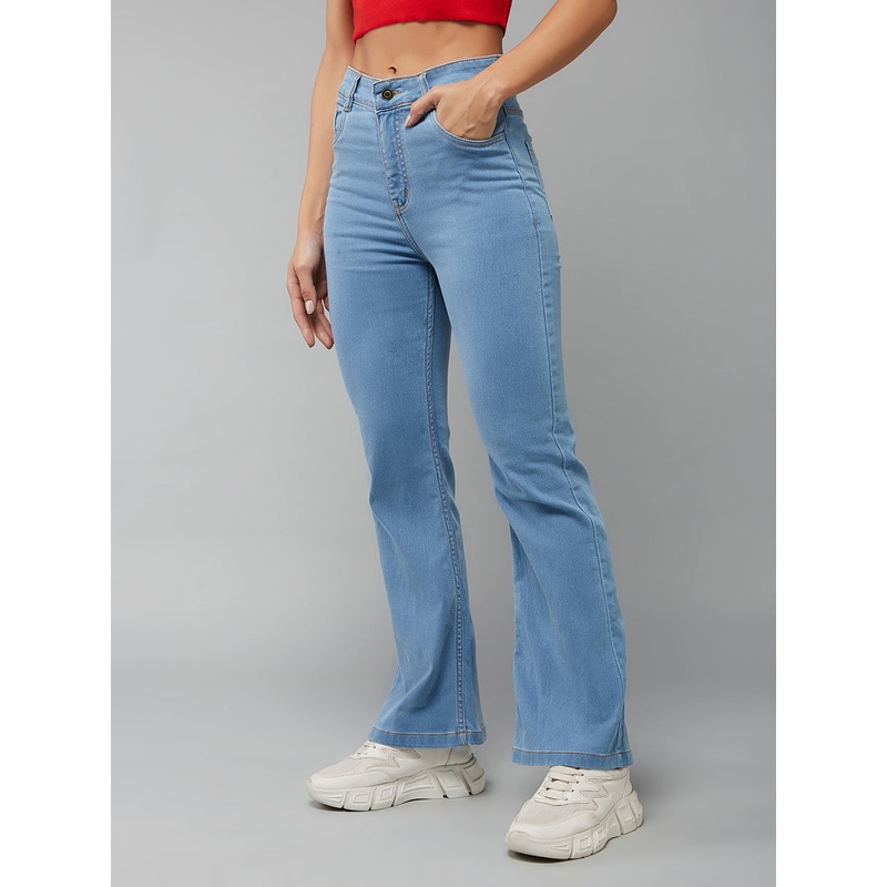 24/7 Comfort Light Blue Bell-Bottom Bootcut High-Rise Stretchable Denim Light Weight Jeans 26 Blue