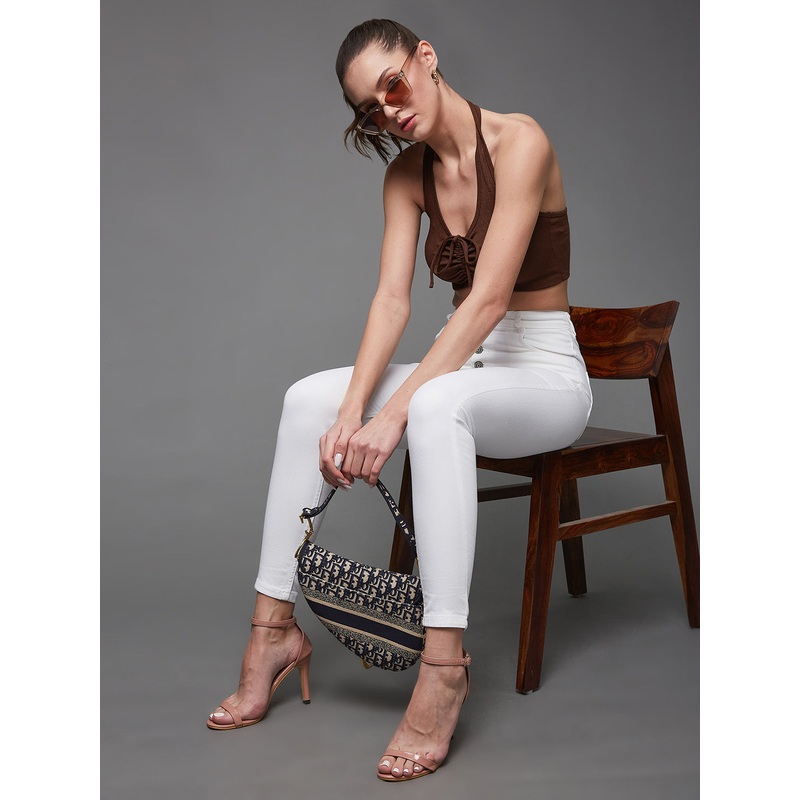 24/7 Comfort White Skinny-Fit High-Rise Stretchable Denim Jeans 26 White